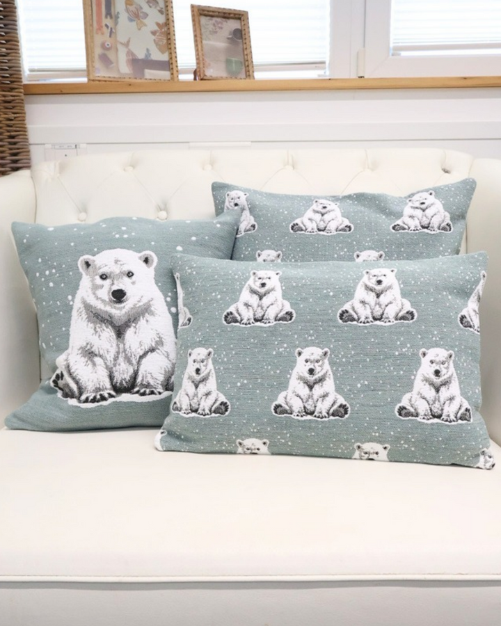 Eisbären 3er-Set Kissenbezüge "Arktos & Boreas" in Blue Fox von Sander Table + Home