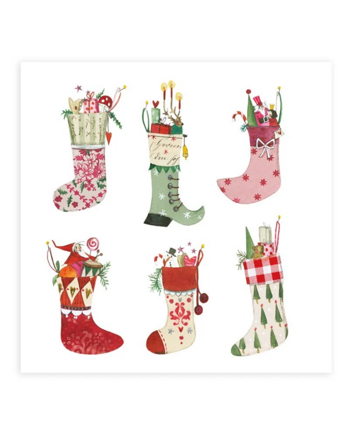Seite mit Weihnachtsstiefelaufklebern aus dem Aufkleberbuch "Weihnachtsengel" vom Grätz Verlag