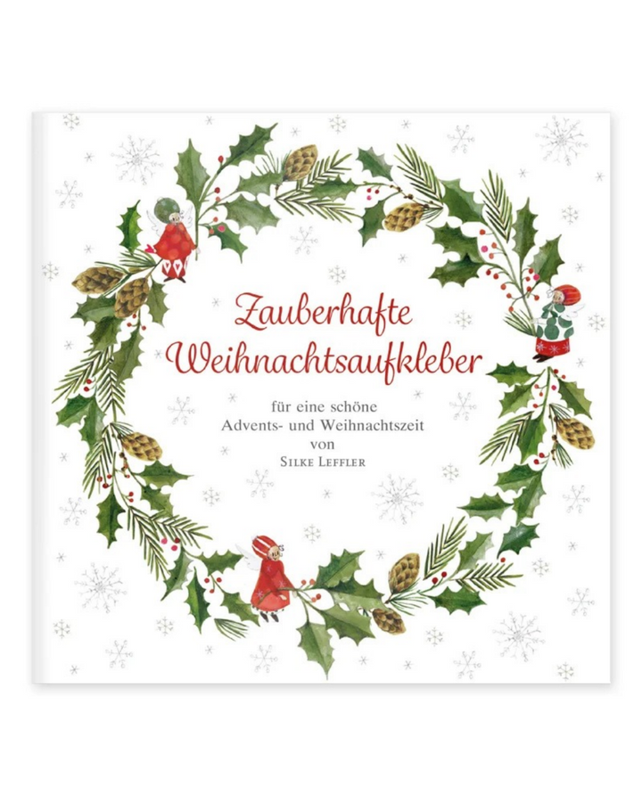 Deckblatt des Aufkleberbuchs "Weihnachtsengel" vom Grätz Verlag mit Illustrationen von Silke Leffler.