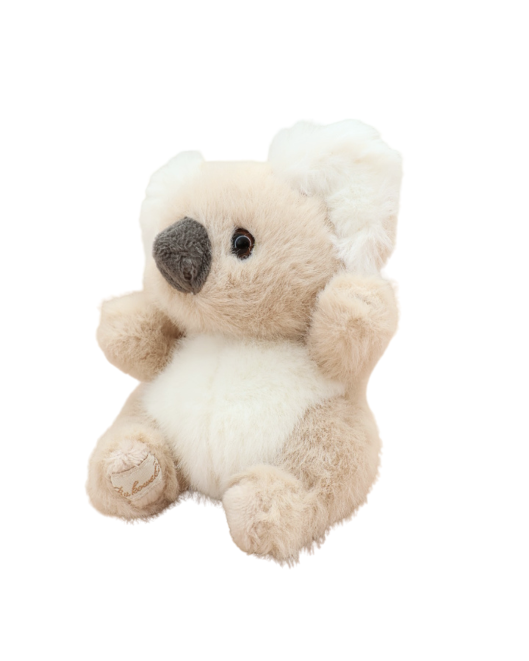 Ein cremefarbener Baby-Koala als Schlüsselanhänger von Bukowski sitzt auf weißem Hintergrund. Sein weiches Fell und die grauen Ohren sind deutlich zu sehen.