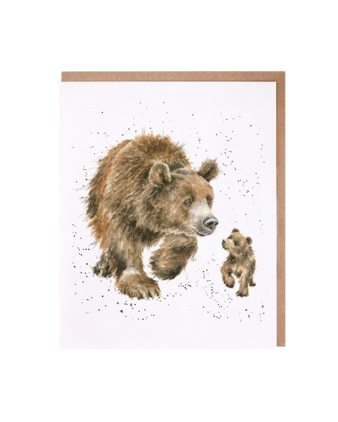 Bären Grußkarte Follow me... von Wrendale Designs: Bär und Bärenjunges, Hochkant-Format, Illustration von Hannah Dale.
