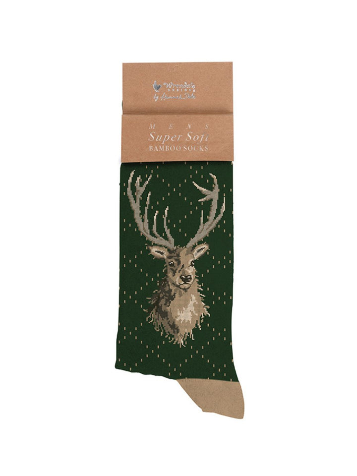 Bambus-Socken für Männer mit einem eleganten Hirsch-Motiv von Wrendale Designs