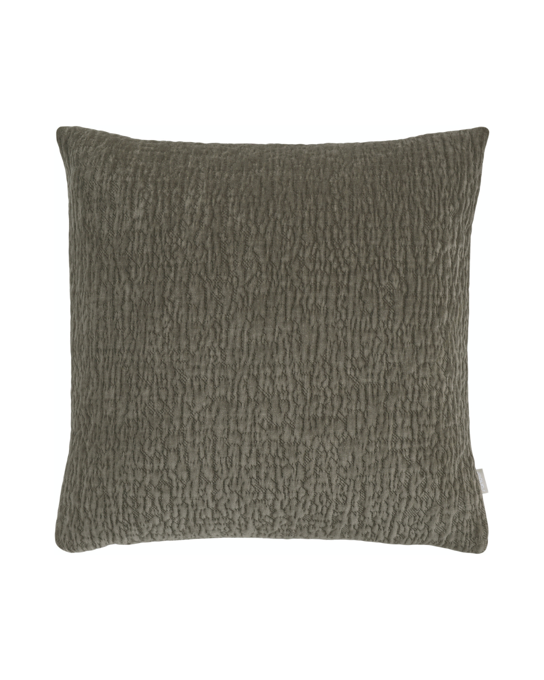 Basic Kissenbezug "Piccadily" von Sander  in dunklem taupe vor weißen Hintergrund. Das Kissen ist simpel gestaltet und einheitlich in der selben Farbe. 