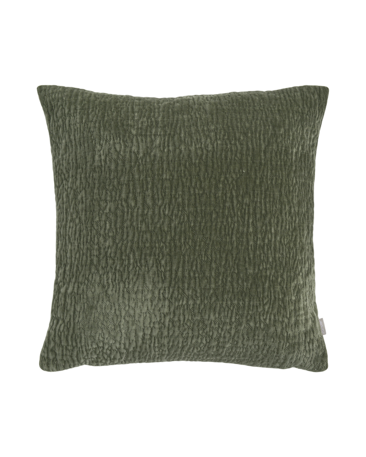 Basic Kissenbezug "Piccadily" von Sander  in der Farbe khaki vor weißen Hintergrund. Das Kissen ist simpel gestaltet und einheitlich in der selben Farbe. 