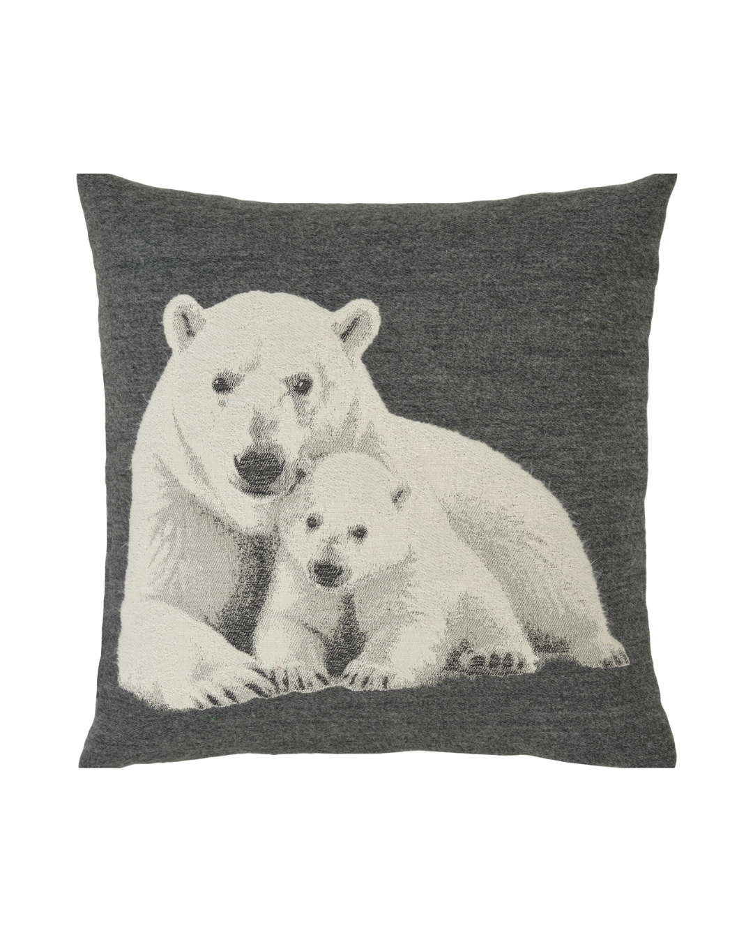 Big Bears Kissenbezug von Sander in 60x60 cm mit Eisbärmutter und Jungtier.