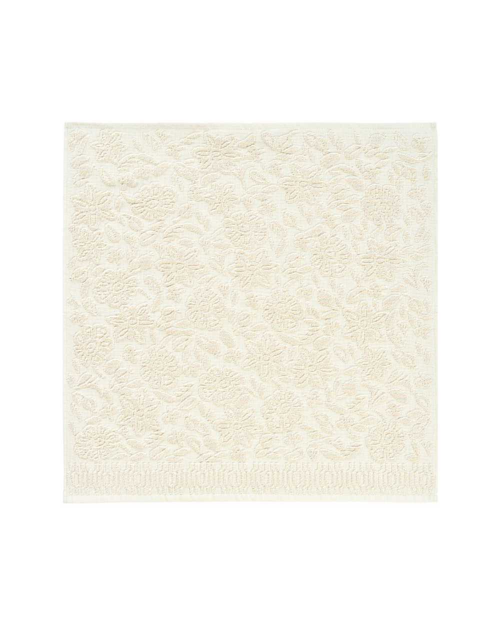 Blumen-Frottiertuch Seraphin von Sander in hellem Naturton mit eingewebtem floralen Muster.