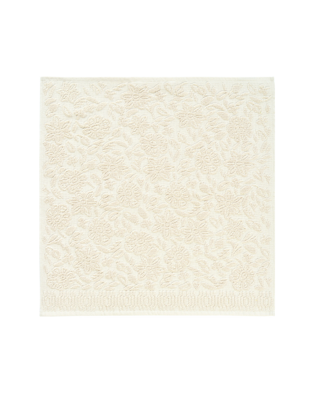 Blumen-Frottiertuch Seraphin von Sander in hellem Naturton mit eingewebtem floralen Muster.
