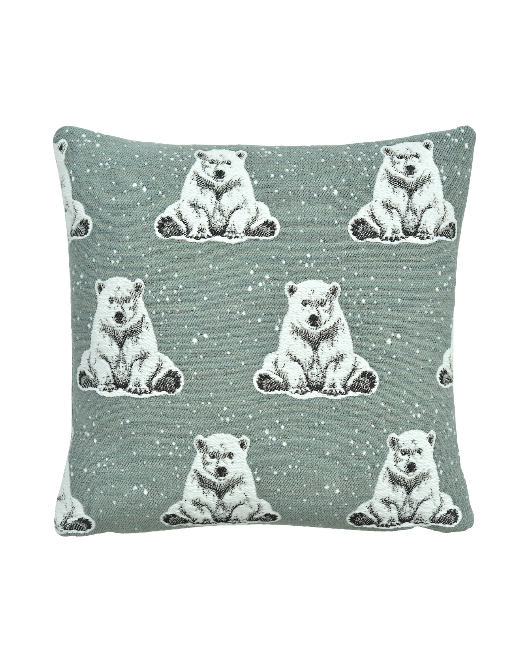 Quadratischer Boreas Kissenbezug von Sander in Blue Fox mit Eisbär-Motiv.