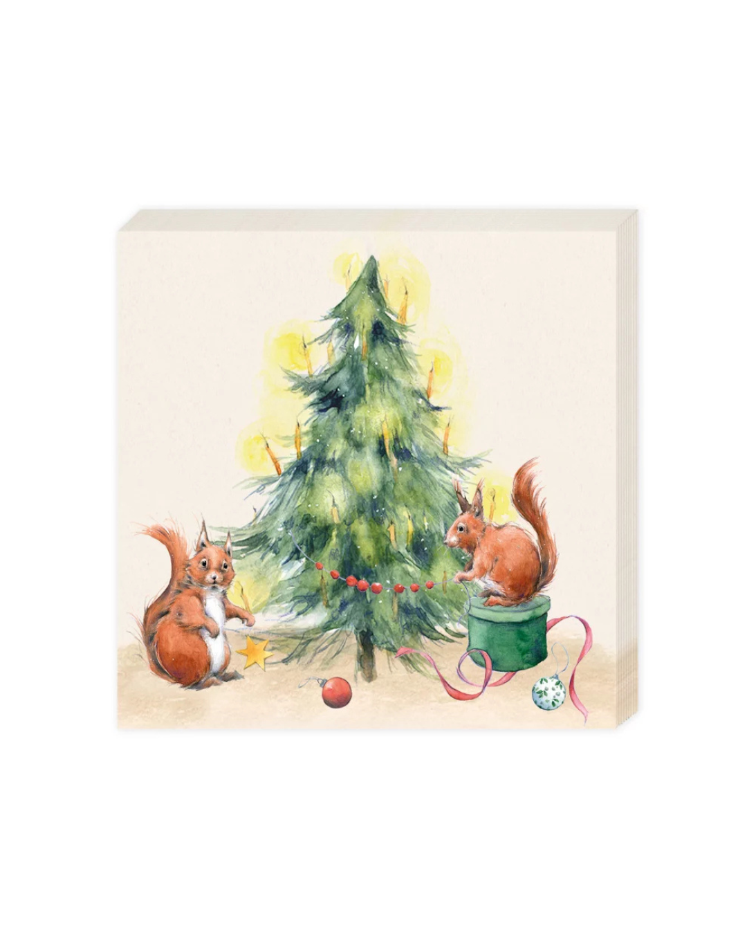 „Cocktailservietten Weihnachten mit Eichhörnchen vom Grätz Verlag – Vorderansicht“