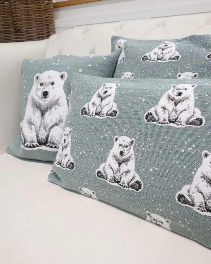 Eisbären 3er-Set Kissenbezüge "Arktos & Boreas" in Blue Fox von Sander Table + Home