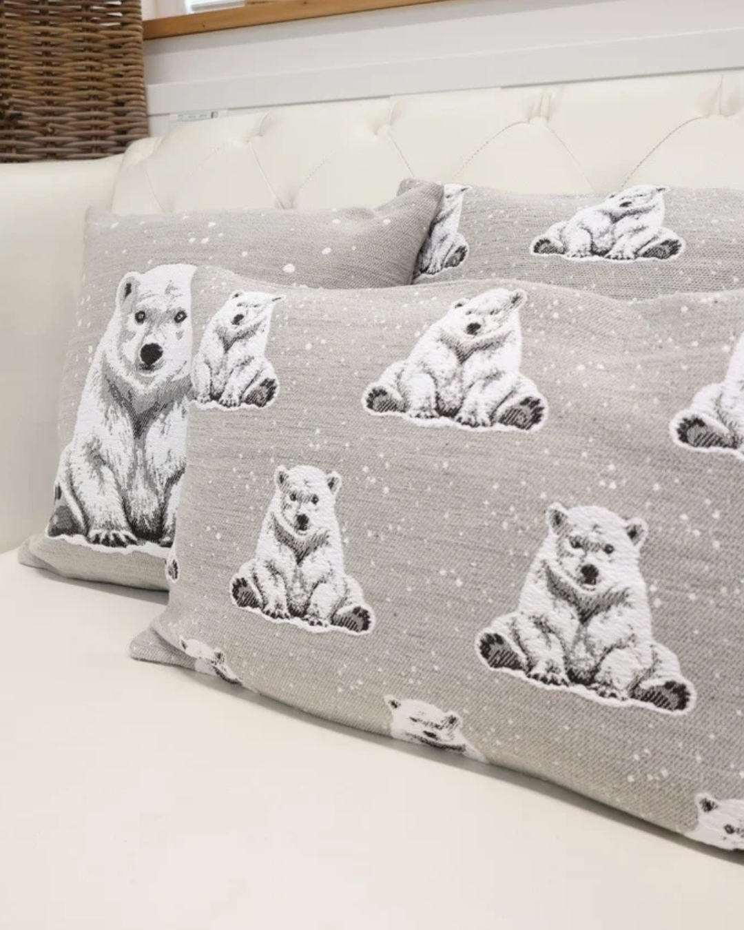 Eisbären 3er-Set Kissenbezüge "Arktos & Boreas" in Taupe von Sander Table + Home