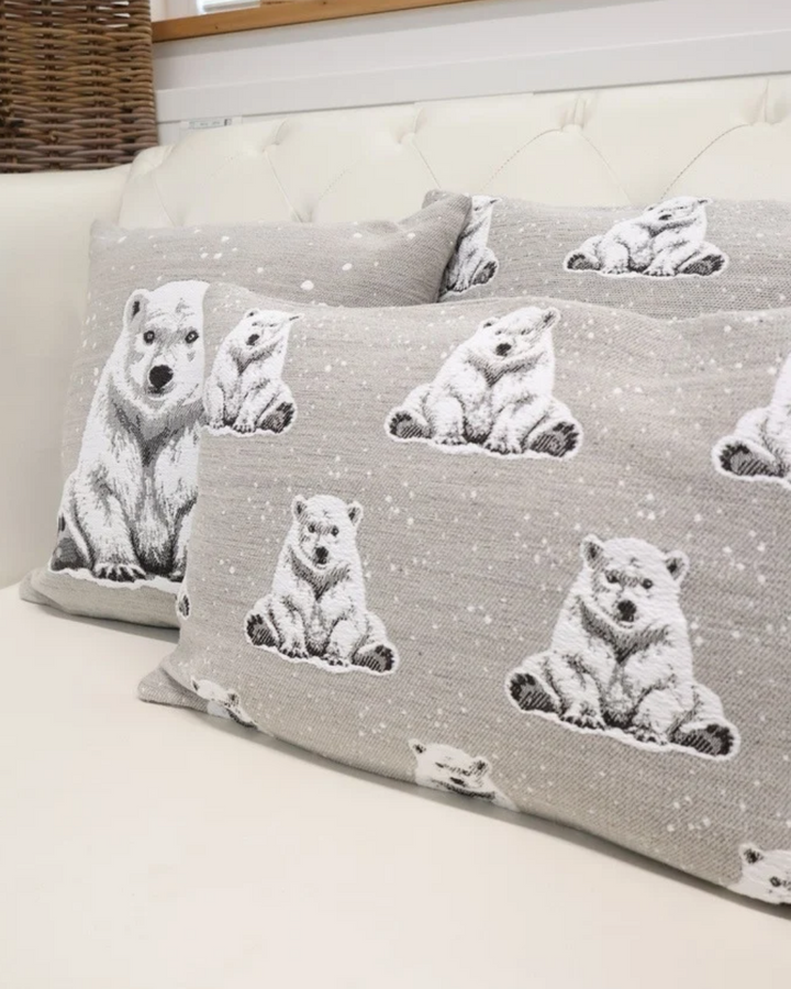 Eisbären 3er-Set Kissenbezüge "Arktos & Boreas" in Taupe von Sander Table + Home