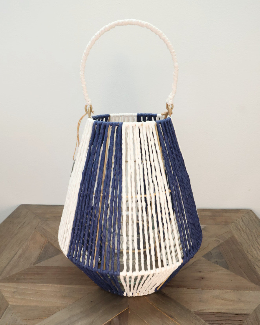 Maritime Laterne blau/weiß von Van der Leeden