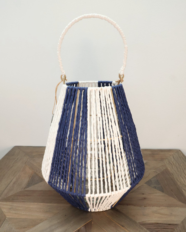 Maritime Laterne blau/weiß von Van der Leeden