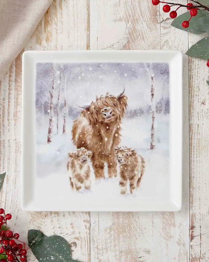 Weihnachtlicher Hochlandkuh-Teller "Highland Star" von Wrendale Designs