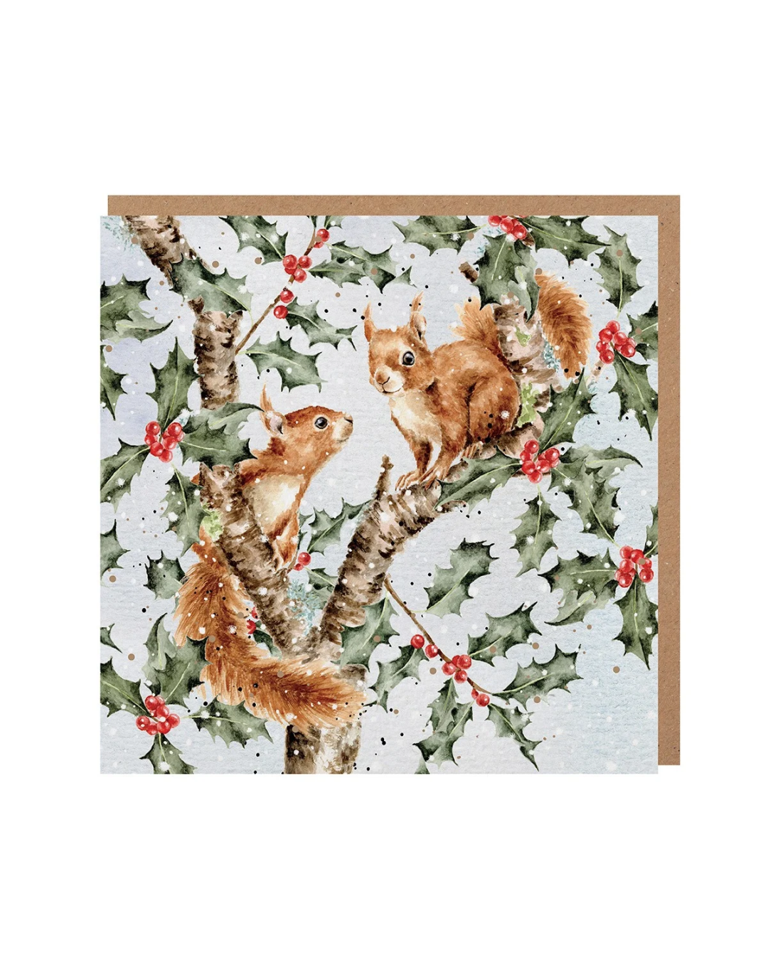 Weihnachtliche Eichhörnchen Doppelkarte "Under the Holly Boughs" von Wrendale Designs