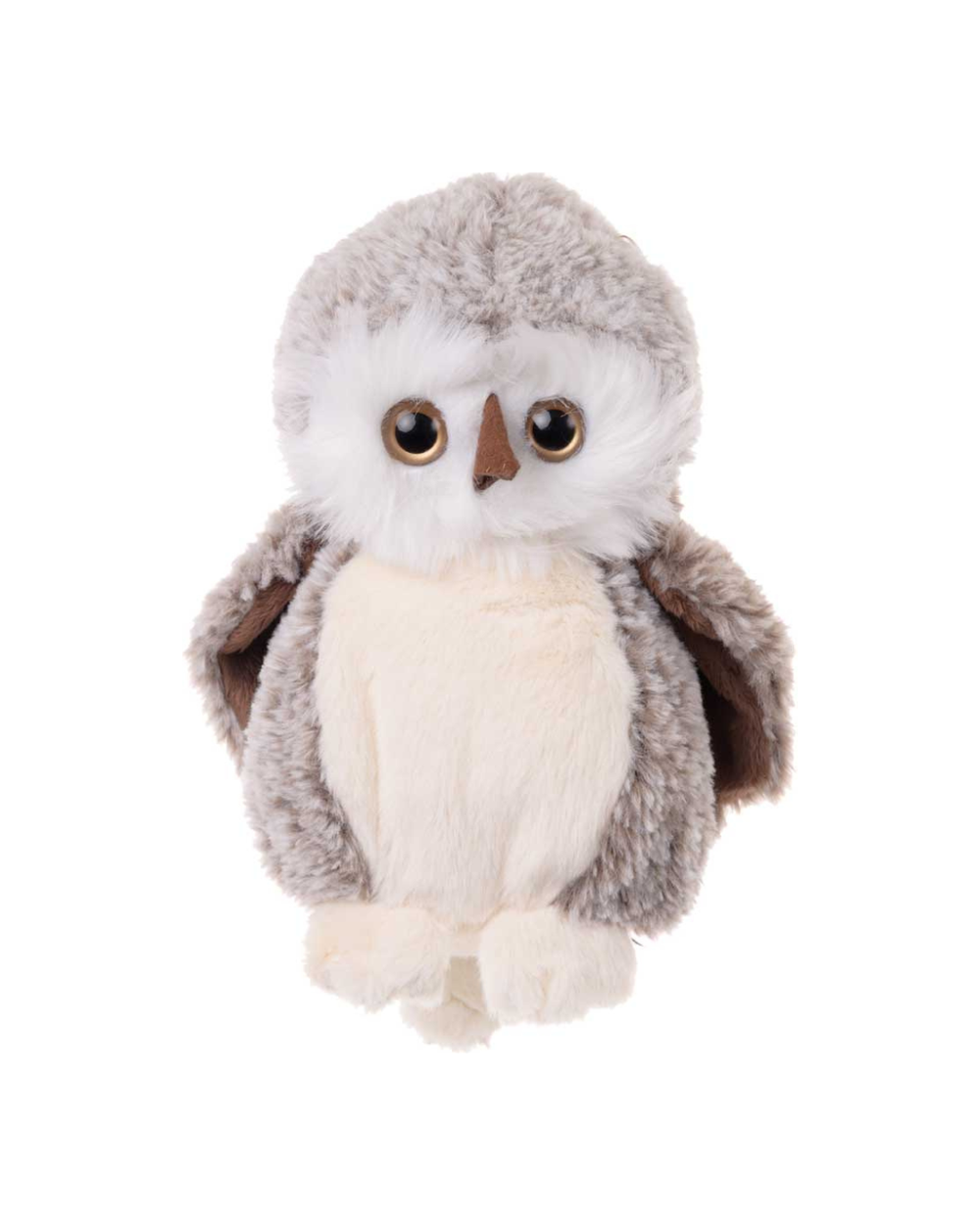 Eule Kuscheltier Great Hoho von Bukowski in größerer Ausführung mit flauschigem Fell, ruhigem Blick und breitem Körper, freigestellt vor weißem Hintergrund.