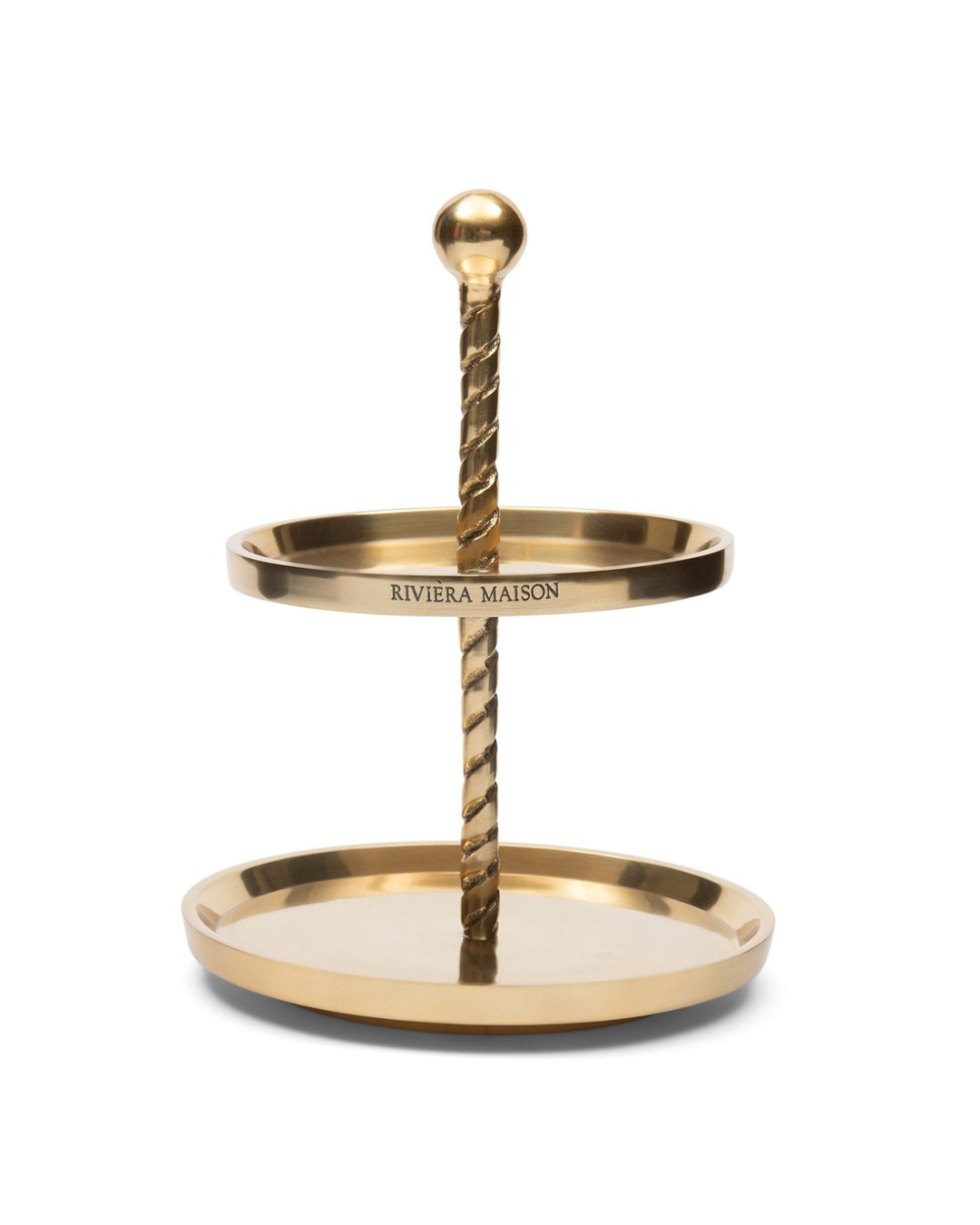 „Etagère Fallon von Rivièra Maison in Gold, zweistöckig, Freisteller“