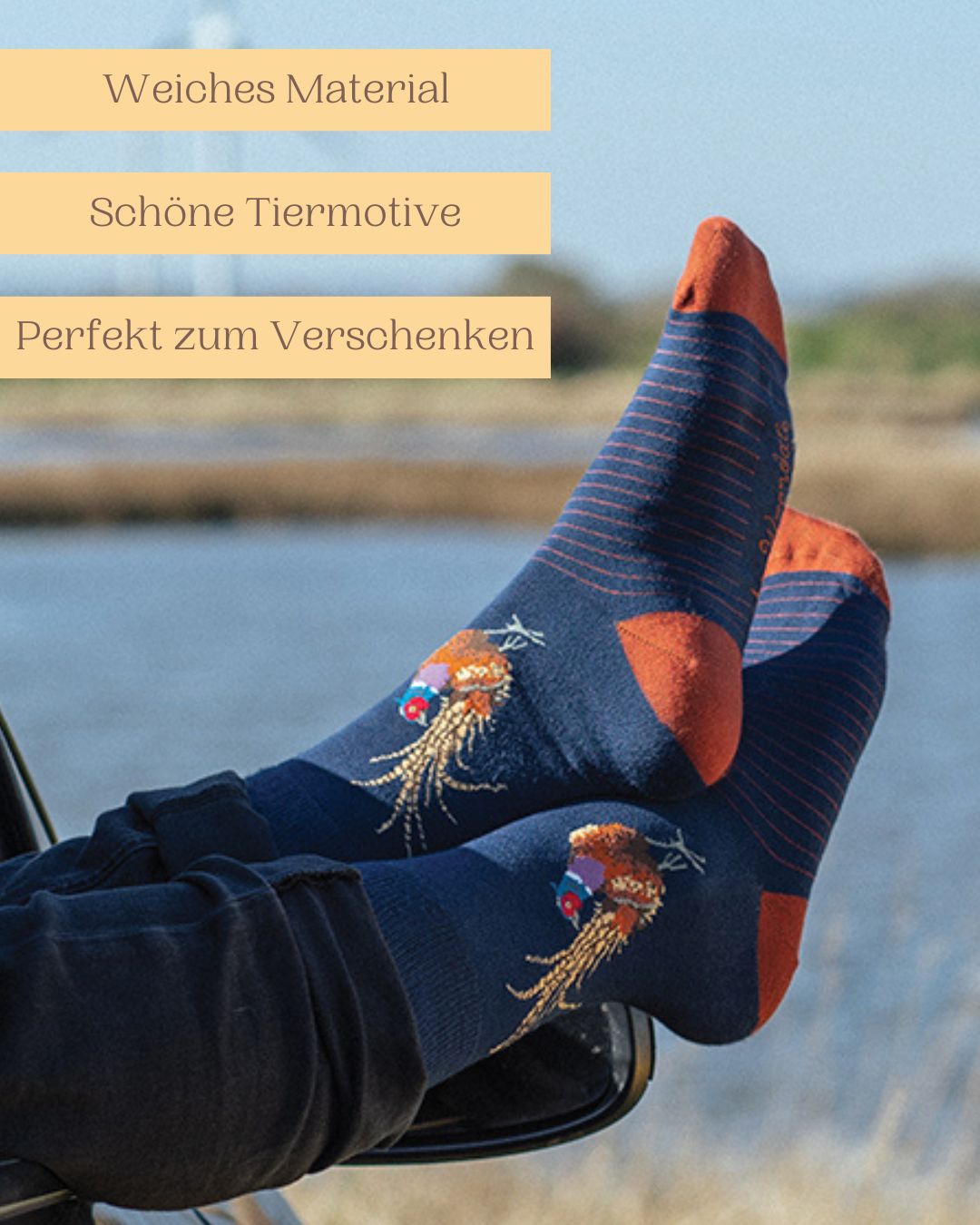 Weiche Männersocken mit schönem Fasan-Motiv von Wrendale Designs auch perfekt zum Verschenken.