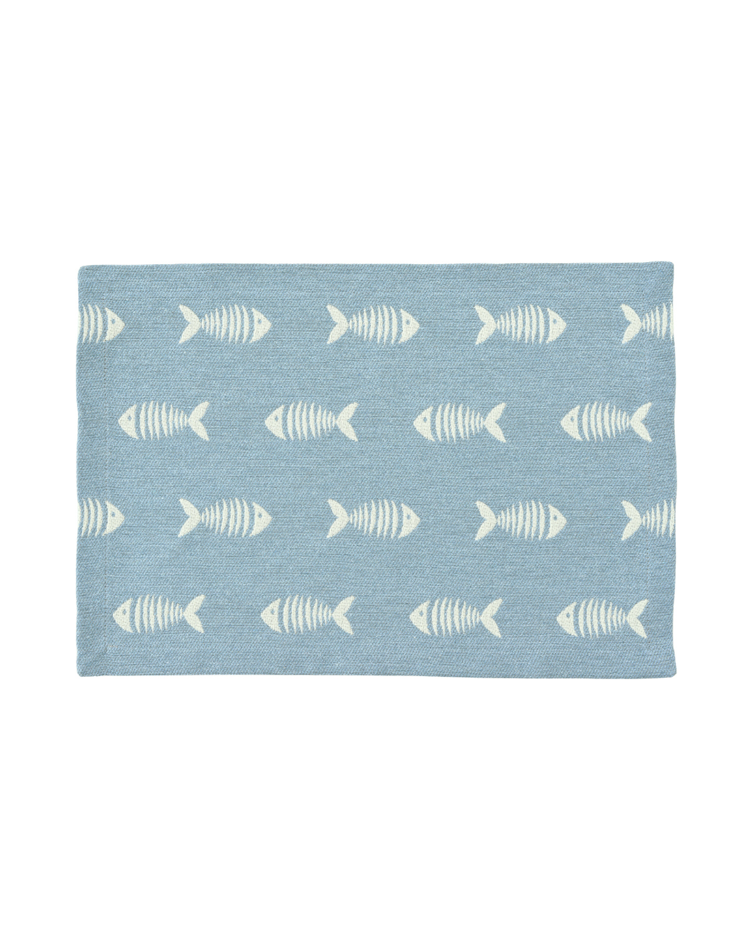 Fisch Tischset Skinny 35 x 50 cm von Sander in hellem Blau mit weißem Fischgrätenmuster auf rechteckigem Platzset