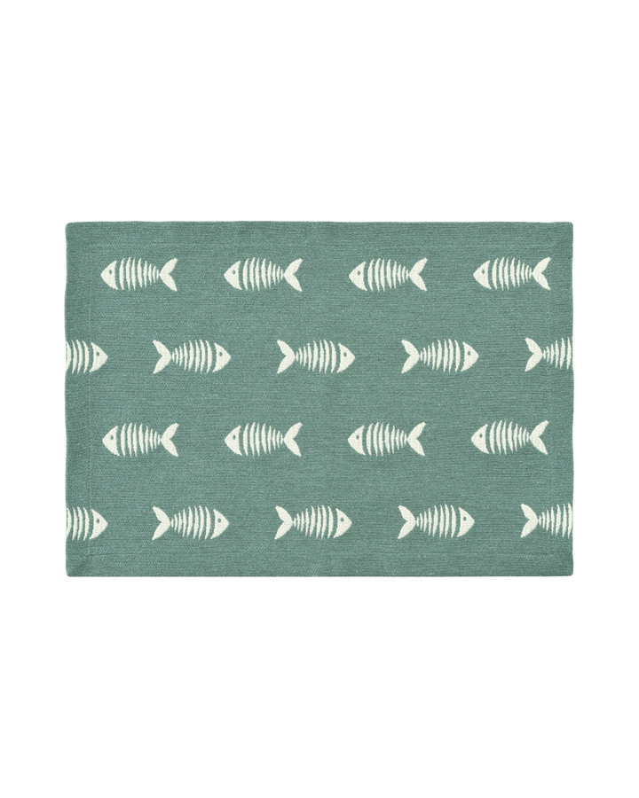 Fisch Tischset Skinny 35 x 50 cm von Sander in Grün mit weißem Fischgräten-Design im maritimen Stil