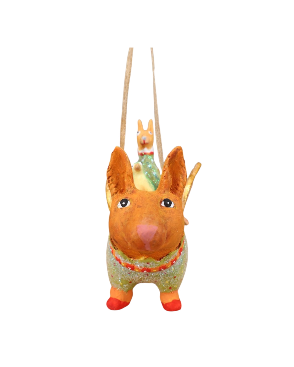 Terrier Carrier Mini-Hund von Patience Brewster – Vorderansicht mit sitzendem Terrier.