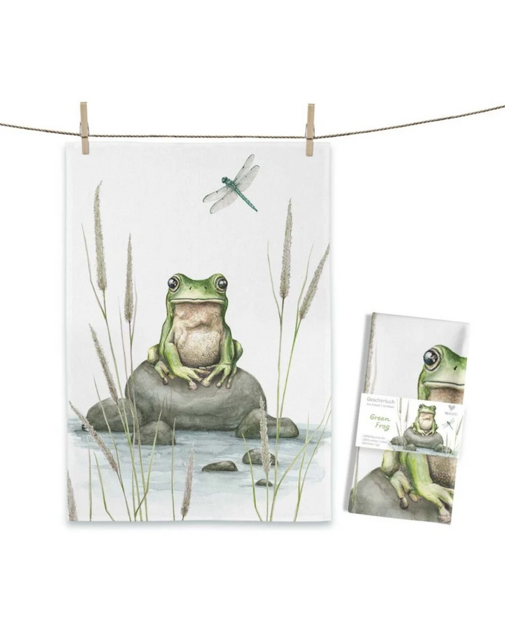 Frosch Geschirrtuch "Green Frog" von Maluu