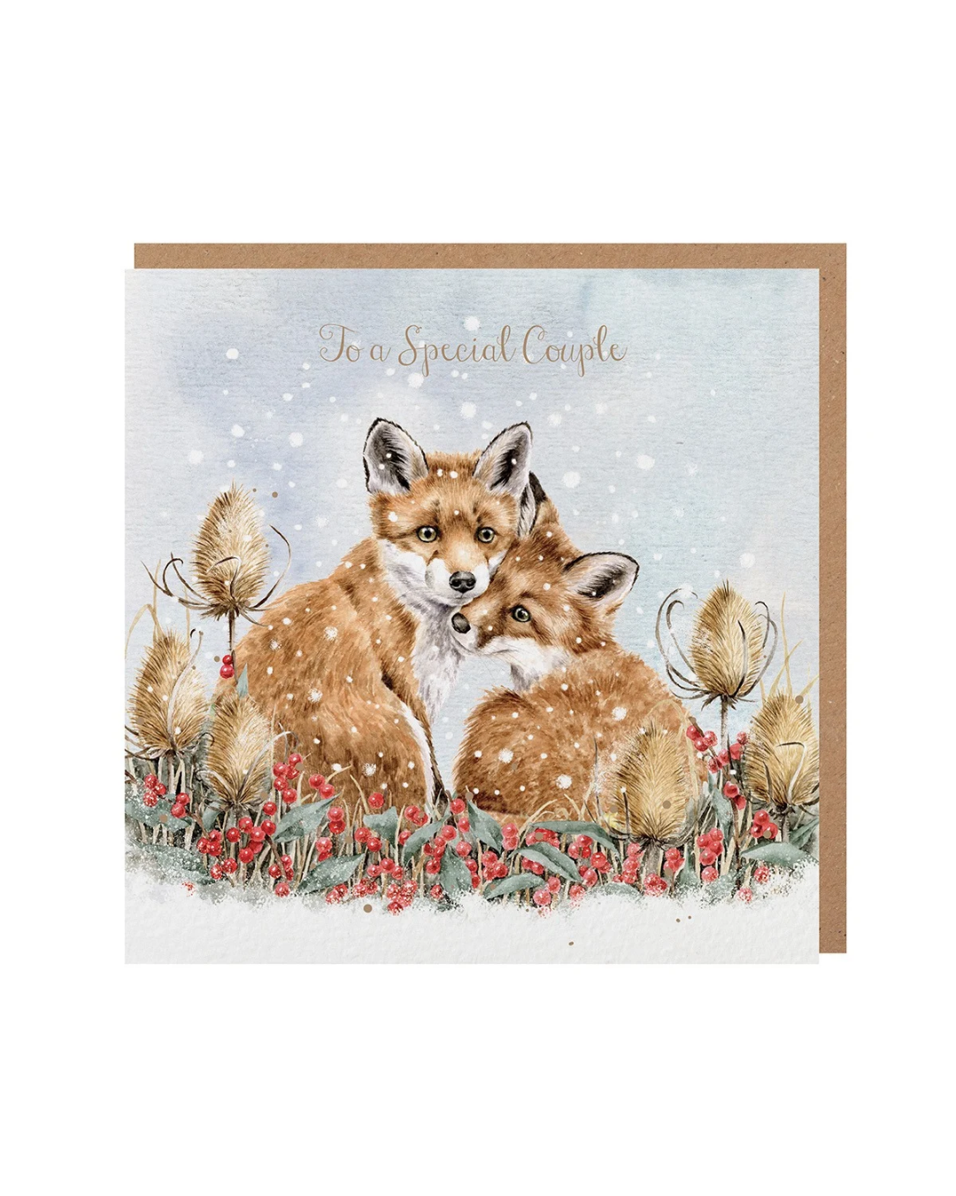 Weihnachtliche Fuchs Doppelkarte "Berries and Whispers" von Wrendale Designs
