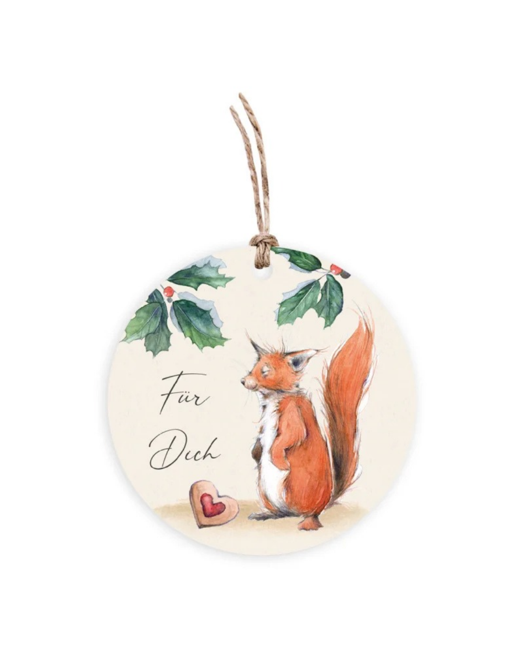 Geschenkanhänger "Weihnachten mit Eichhörnchen" vom Grätz Verlag mit liebevoll-detailreich gestaltetem Eichhörnchenmotiv.