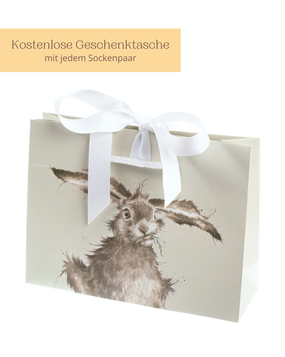 Geschenktasche für die Socken von Wrendale Designs.