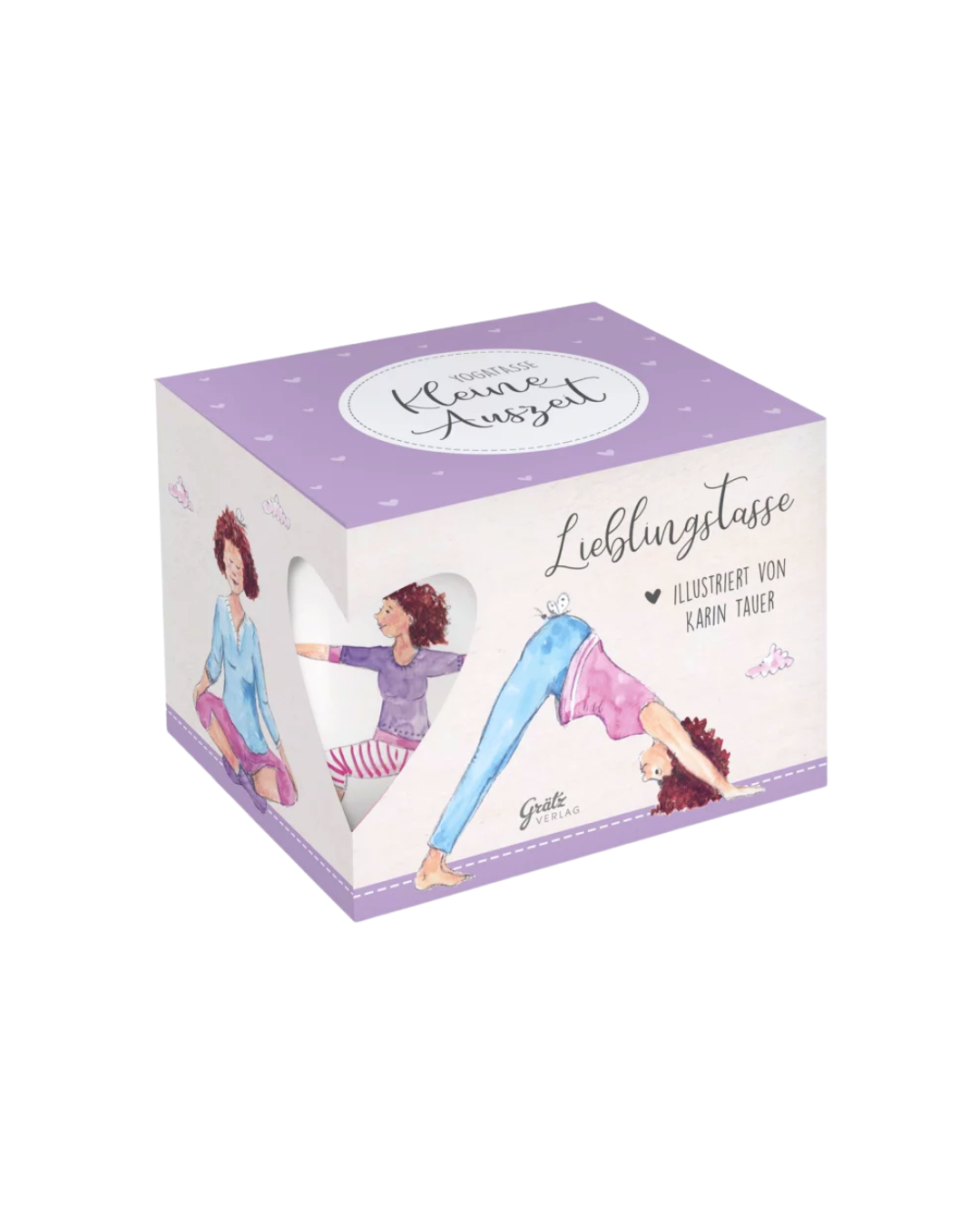 Geschenkverpackung der Lieblingstasse „Kleine Auszeit“ vom Grätz Verlag mit Illustrationen