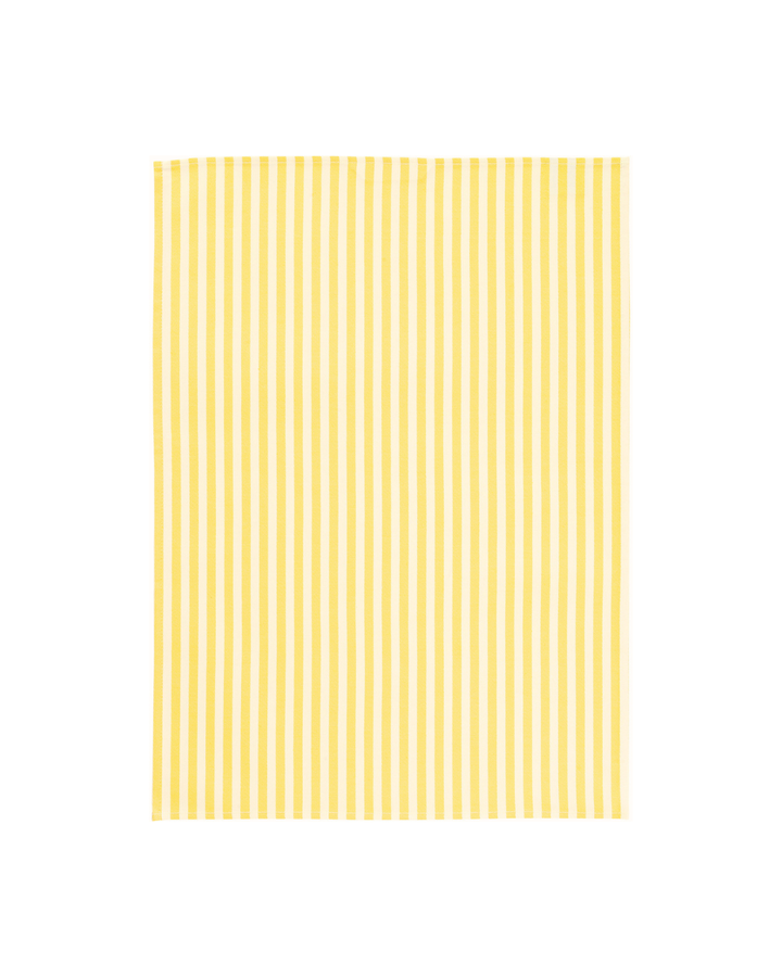 Gelb-weiß gestreiftes Geschirrtuch „Adam“ von Sander ohne Motiv, frontal freigestellt auf weißem Hintergrund.