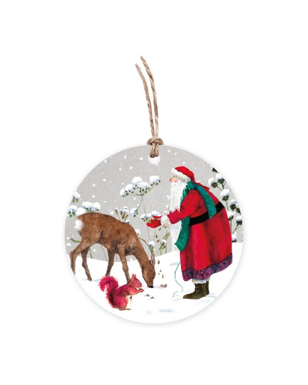 Geschenkanhänger "Winterfütterung" vom Grätz Verlag mit detailreicher Illustration von Daniela Drescher.