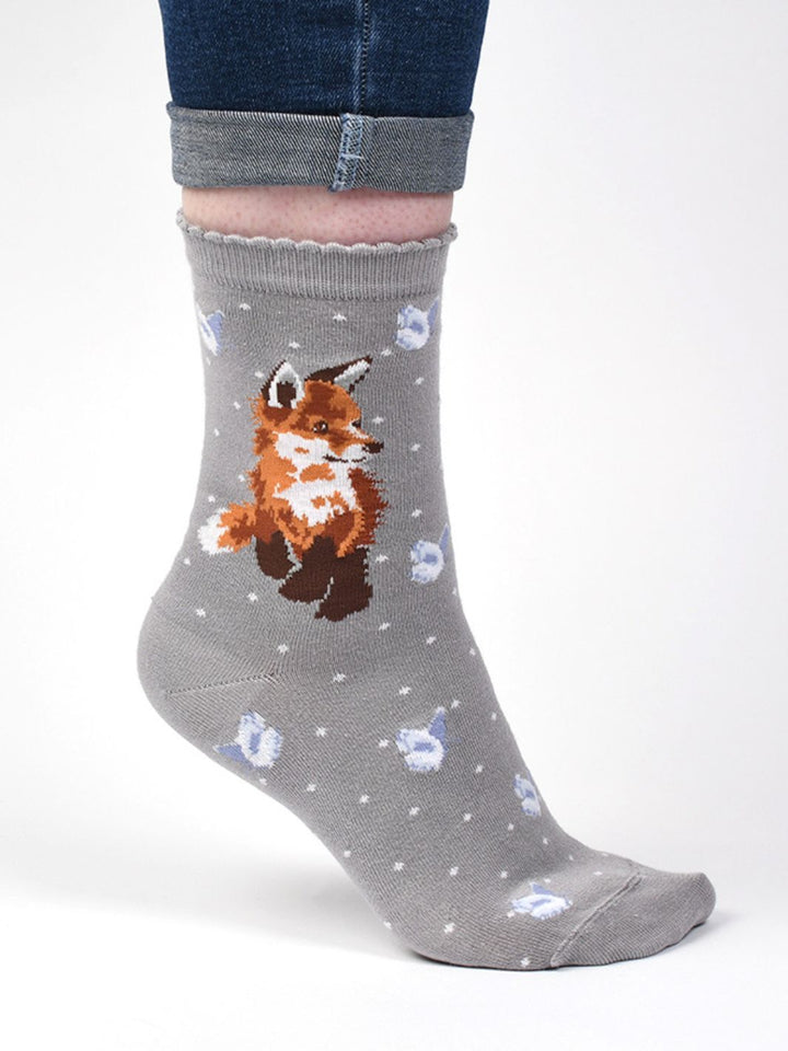 Graue Fuchs Socken von Wrendale Designs