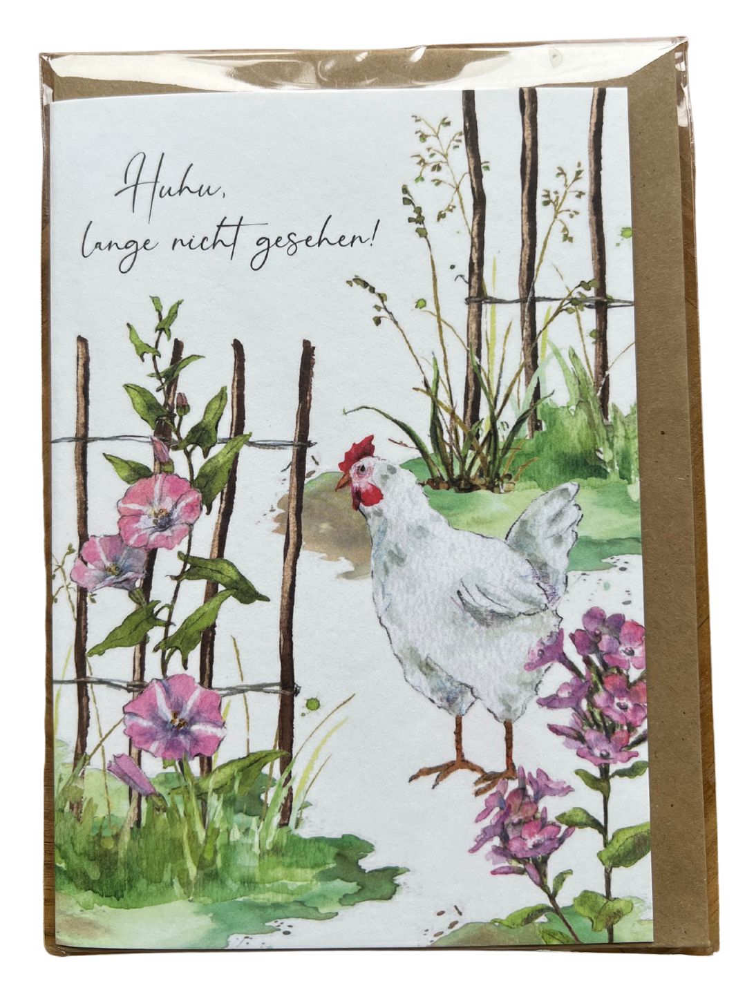 Grußkarte Huhn im Garten vom Grätz Verlag