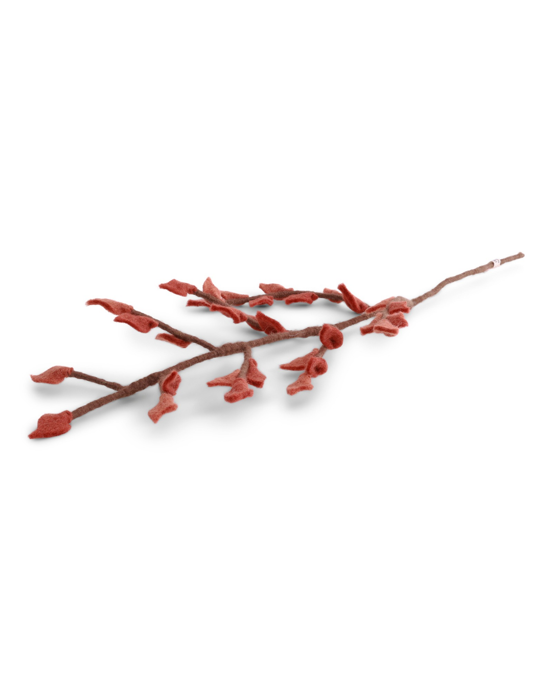 Filzblume "Herbstlicher Ast mit roten Blättern" aus handgefertigtem Fairtrade Filz von Gry & Sif. Brauner Zweig mit natürlich wirkenden braun-roten Filzblättern.
