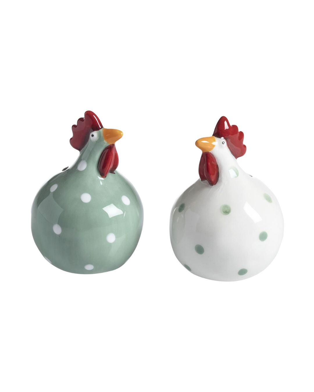 Salz- und Pfefferstreuer „Höna“ von Nääsgränsgården in Grün und Weiß Vorderansicht