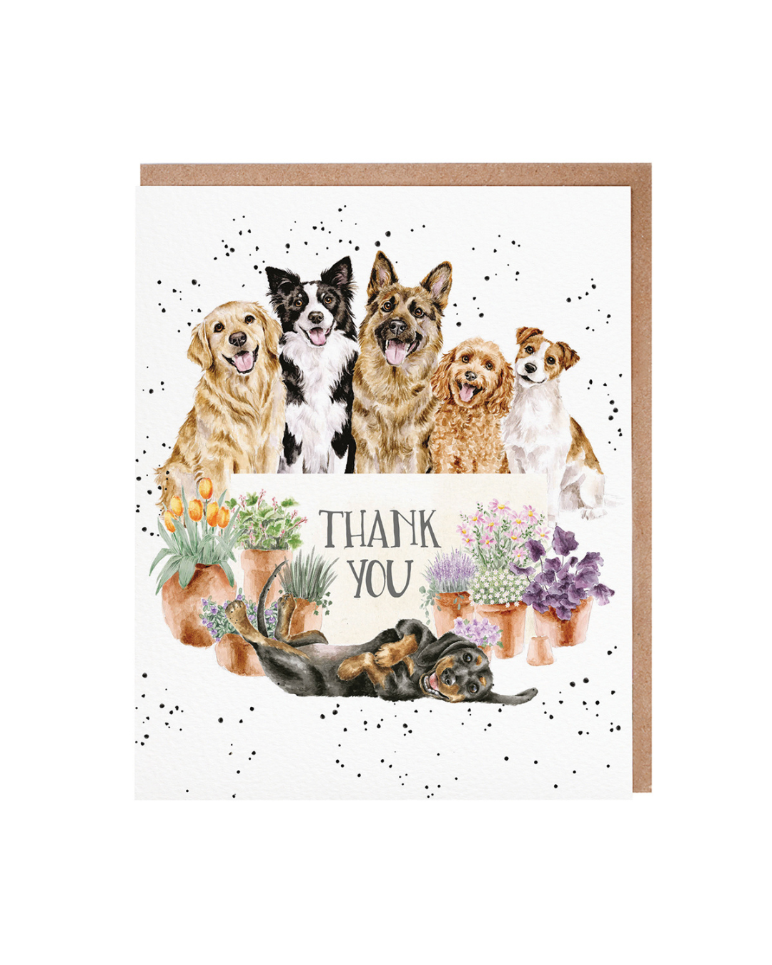 Hunde Grußkarte als Dankeschön "Blooms And Barks" von Wrendale Designs