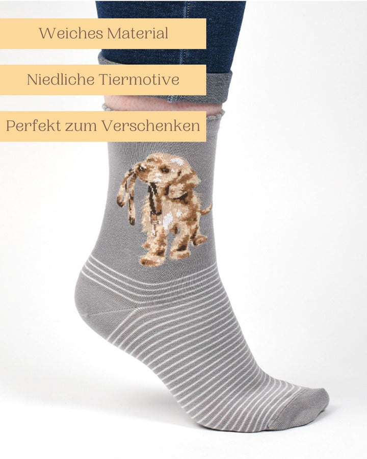 Weiche Bambussocken mit niedlichem Hunde-Motiv von Wrendale Designs auch perfekt zum Verschenken.