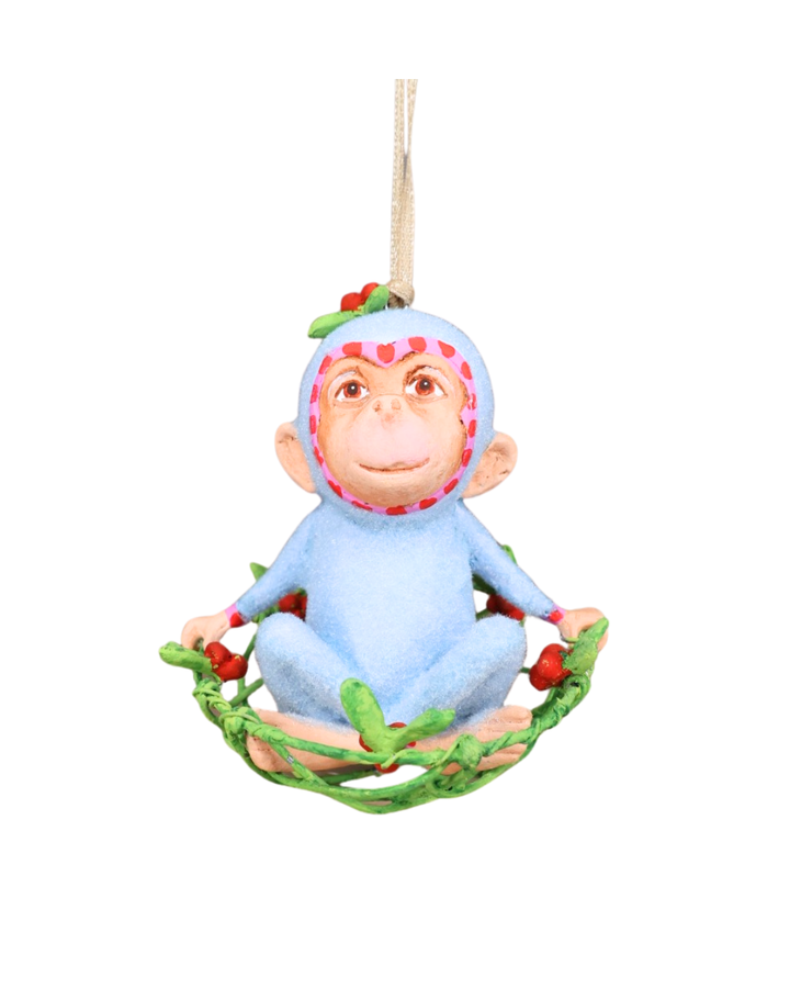 Handbemalter Affenanhänger Jambo Adu Chimpanzee von Patience Brewster frontal