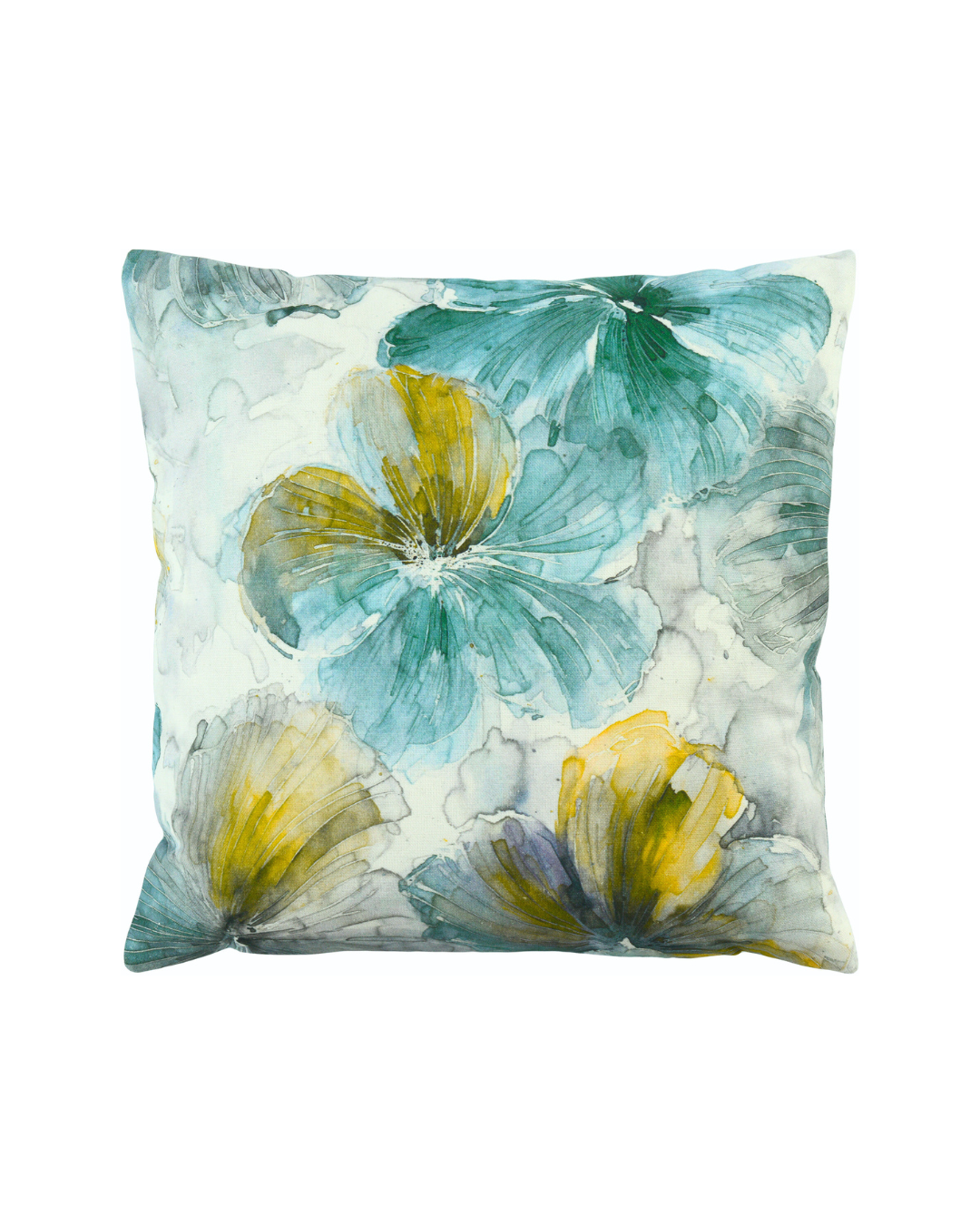 Das Jane Kissen von Sander besteht aus einem modernen Baumwollbezug mit künstlerischem Blumendesign für Sofa und Wohnraum. Die Darstellung ist vor einem weißen Hintergrund.