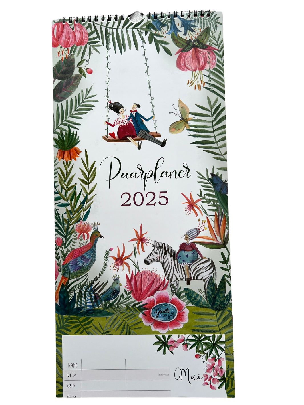 Kalender 2025 Paarplaner Tropical Paradise vom Grätz Verlag, illustriert von Silke Leffler