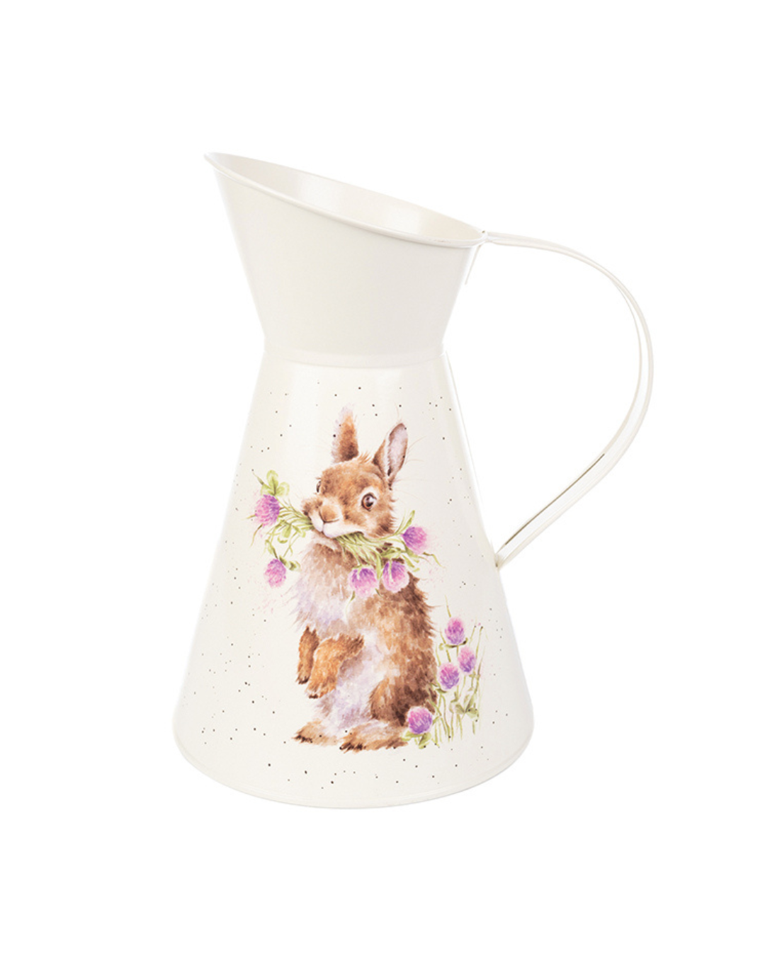Kaninchen Blumenvase Head Clover Heels Flower Jug von Wrendale Designs freigestellt vor weißem Hintergrund mit Kaninchenmotiv und Distelblüten.