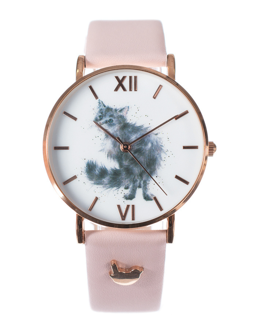 Rosa Katzen Armbanduhr von Wrendale Designs.