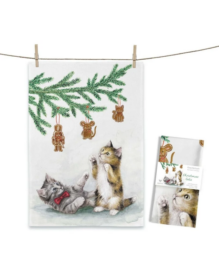 Weihnachtliches Katzen Geschirrtuch "Christmas Cats" von Maluu