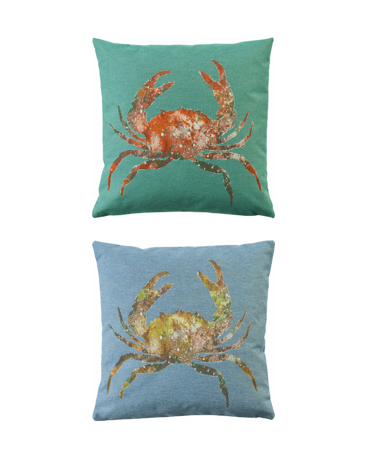 Krabben Kissenbezug Crosta von Sander in zwei Farbvarianten mit großem gewebten Krabbenmotiv auf Stoffbezug