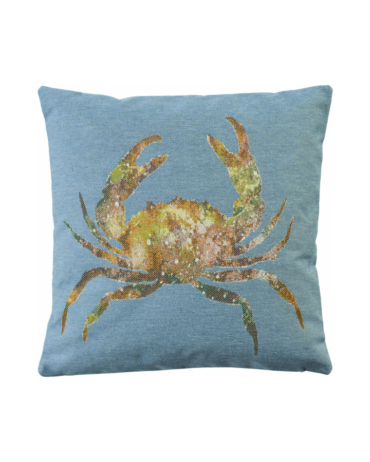 Krabben Kissenbezug Crosta von Sander in Blau mit mehrfarbig gewebter Krabbenillustration