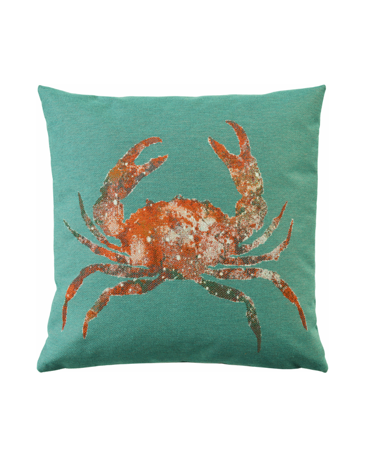 Krabben Kissenbezug Crosta von Sander in Grün mit orangefarbener Krabbe als maritimes Motiv