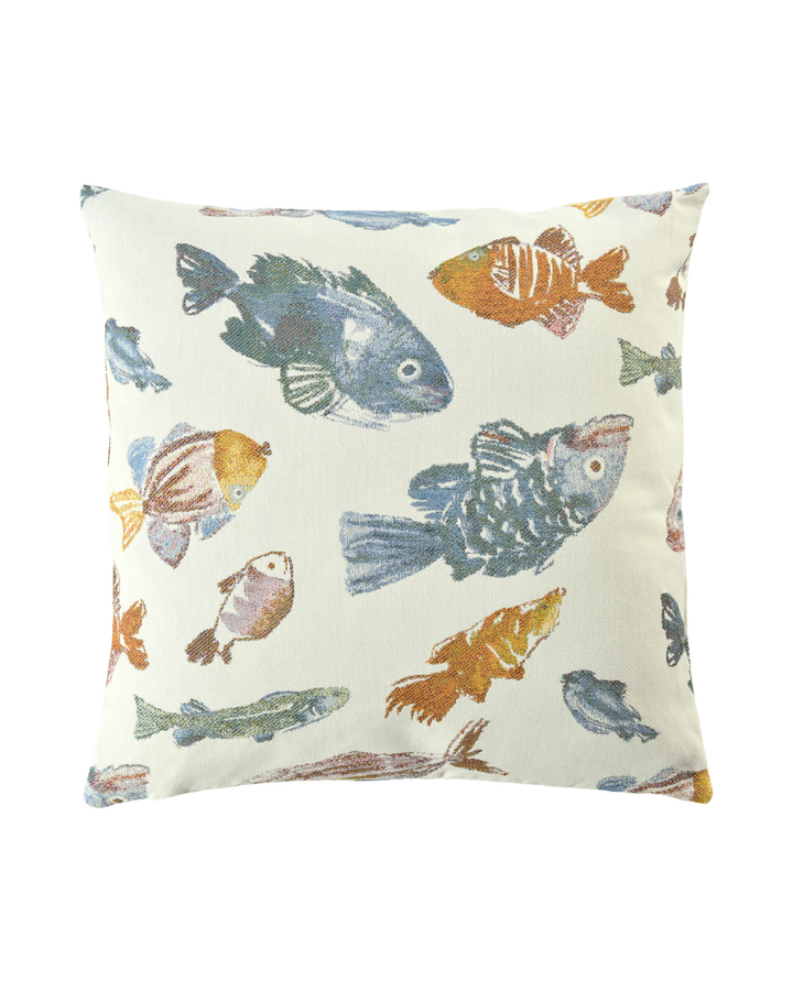 Quadratischer Fisch Kissenbezug Glup & Glup Glup von Sander mit verschiedenen illustrierten Fischen