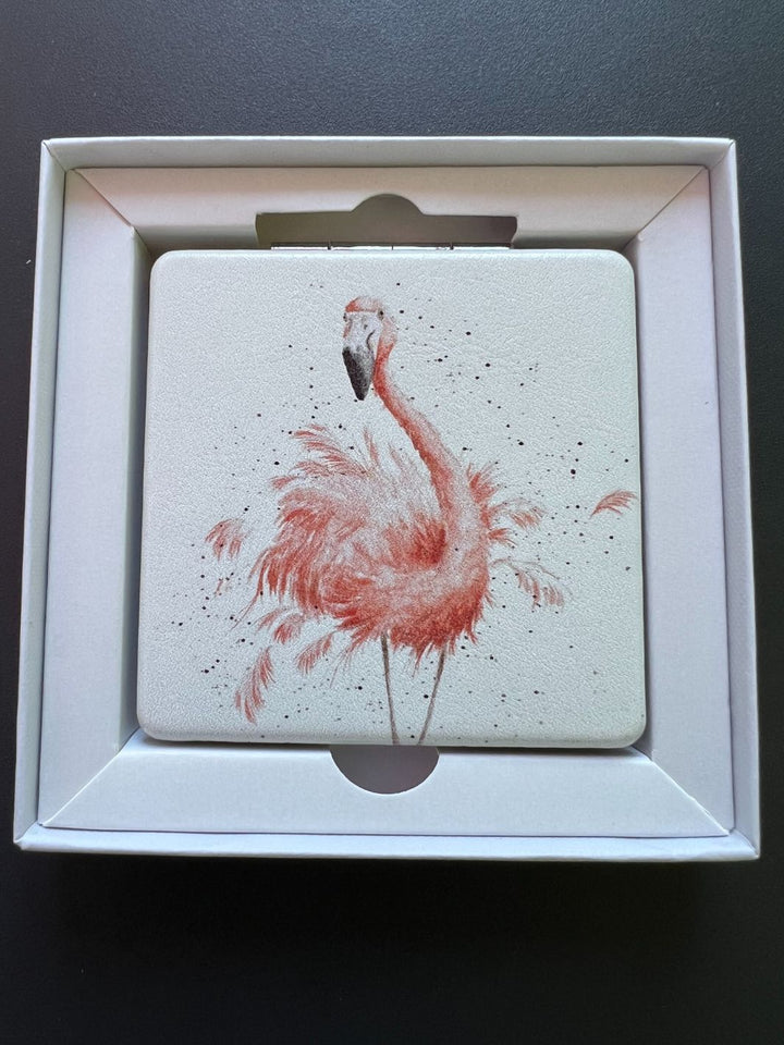 Klappbarer Taschenspiegel Flamingo Wrendale Designs